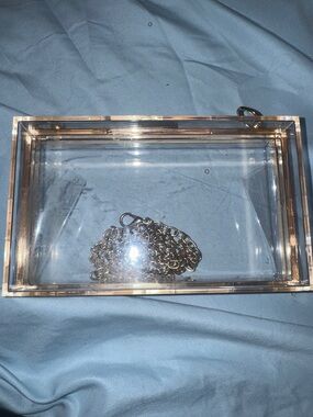 Clear Acrylic Box Clutch with Gold-Tone Chain